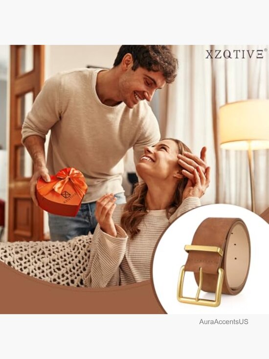 Wide Suede Belt with Gold Square Buckle Fully Adjustable main image 5